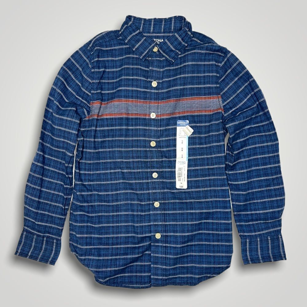 Arizona Jean Co. Boys Blue Chambray Long Sleeve Shirt Size 8 Small